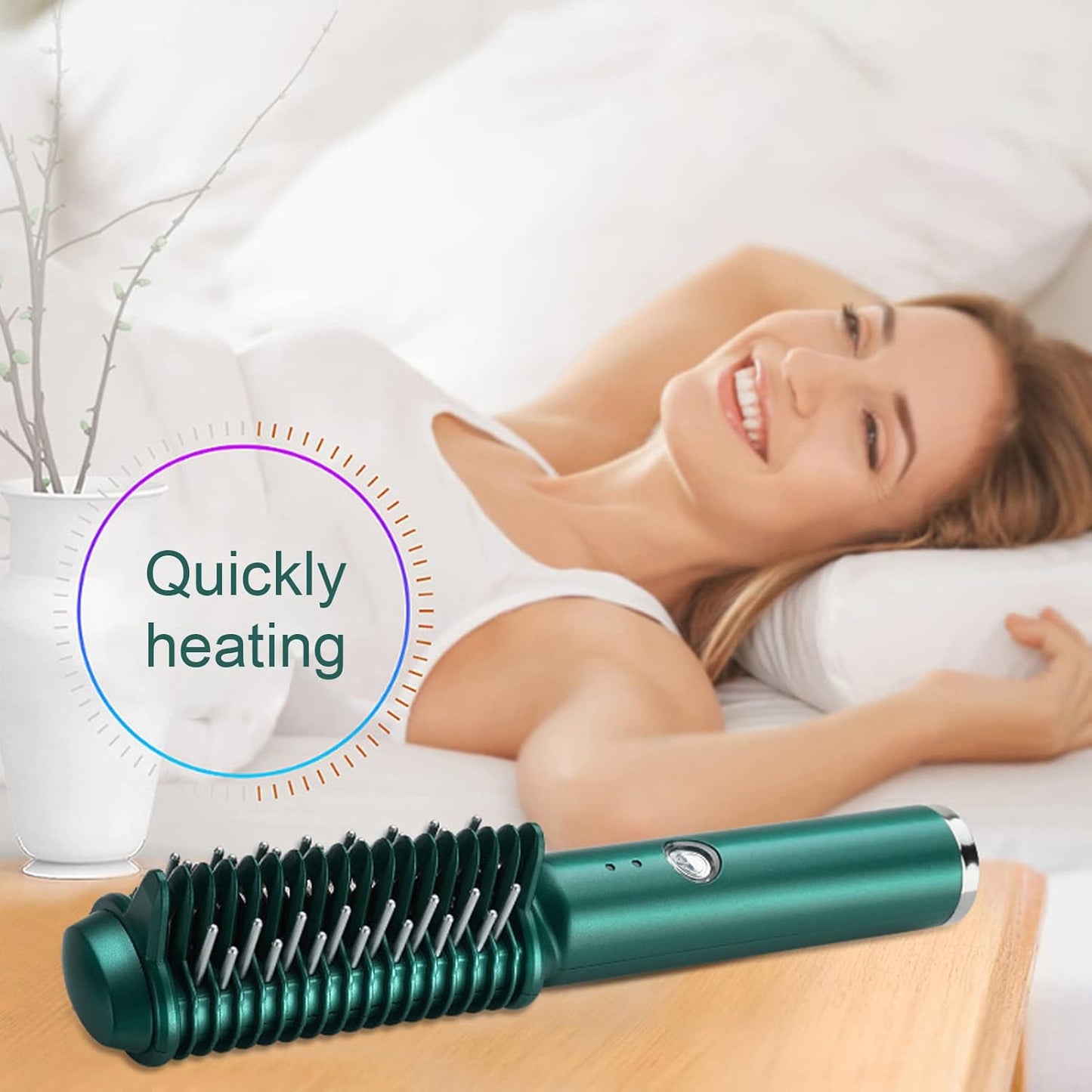 Hair Straighteners Brush for Women, Cordless Hair Straightening Comb Hair Curling Brush USB Rechargeable Fast Heating Professional Hair Tools for Styling Hair Salon