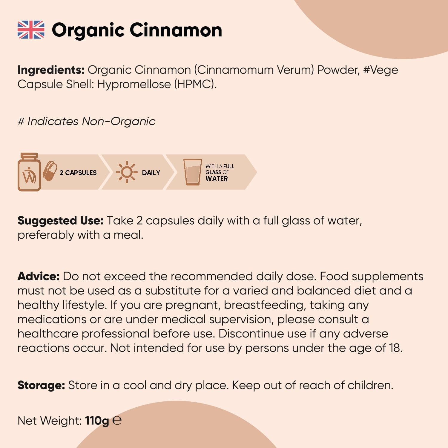 Organic Cinnamon Capsules 1000Mg - 180 Capsules - 3 Months Supply - Soil Association Certified Cinnamon Supplement - Source of Polyphenols - Non-Gmo, Vegan-Friendly, Gmp-Approved & Gluten-Free