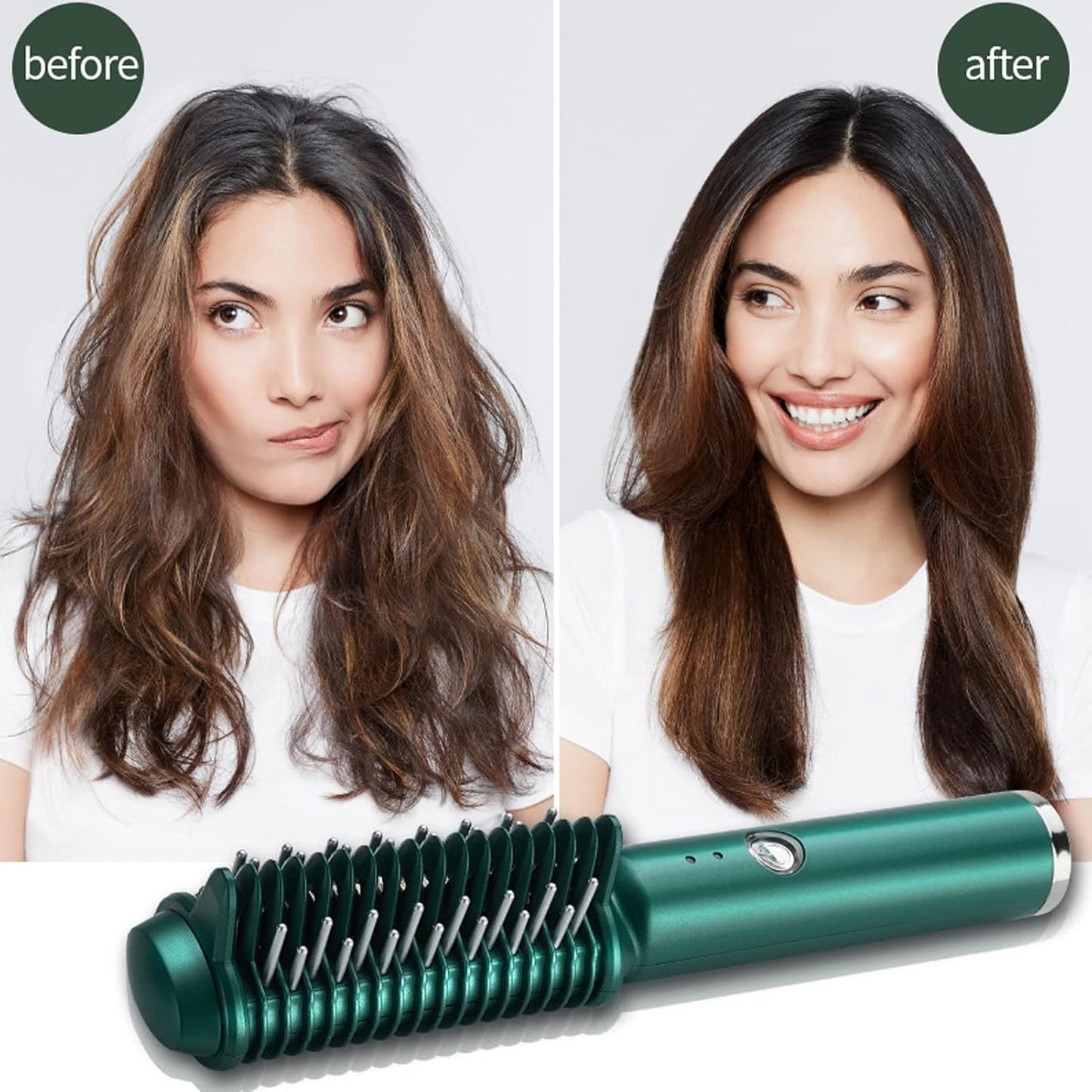Hair Straighteners Brush for Women, Cordless Hair Straightening Comb Hair Curling Brush USB Rechargeable Fast Heating Professional Hair Tools for Styling Hair Salon